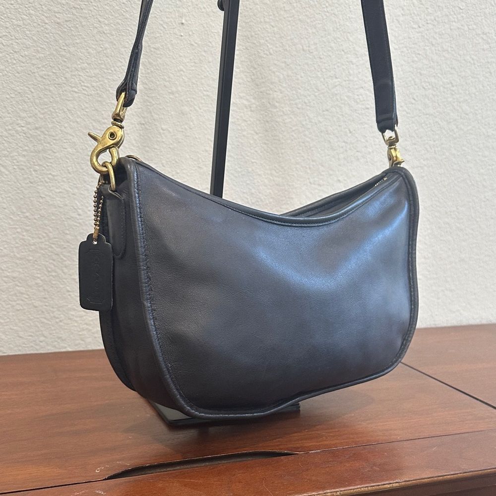 Authentic Vintage Coach Navy Leather Shoulder Bag